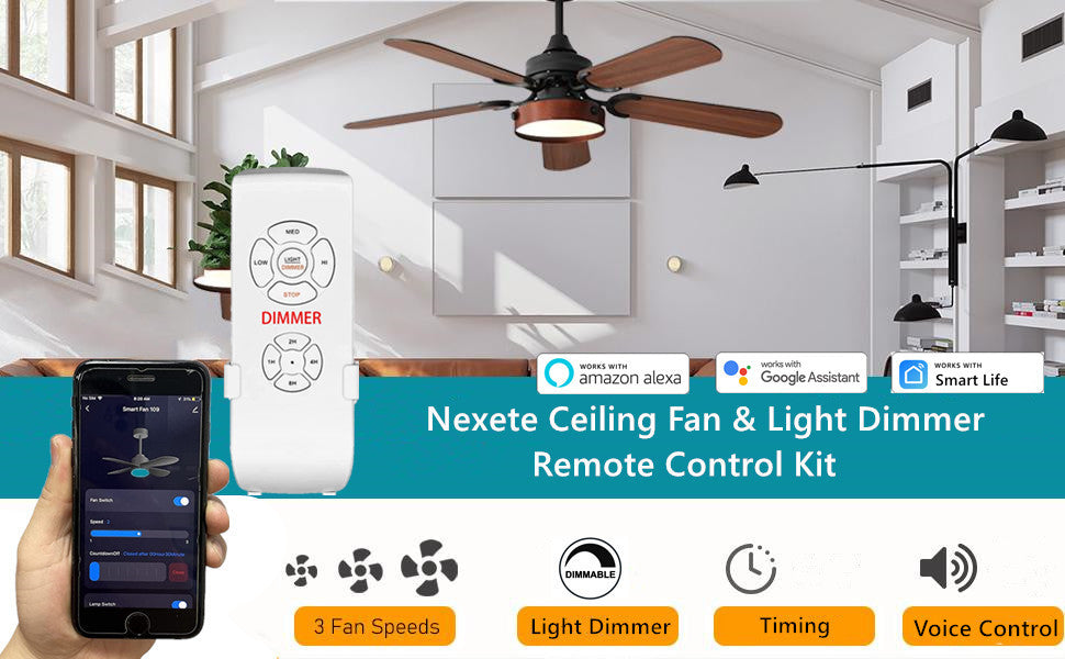 Fan Dimmer Control Fan With Google Home Smart WiFi Ceiling Fan