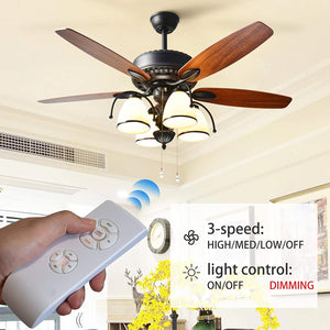 Nexete Universal Ceiling Fan & Dimmer Remote Control Kit, Ceiling Fan Timing Speed & Dimmable LED Light Dimming Wireless Remote Control and Receiver Kits for Ceiling Fan Lamp