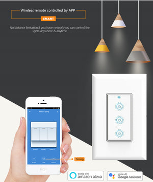 Nexete Smart Wi-Fi Triple Light Switch,3 Individual Single Pole Switch, Compatible with Alexa Google Assistant & IFTTT, Remote Control, Timing Function No Hub Required (1-Pack Triple Smart Switch)