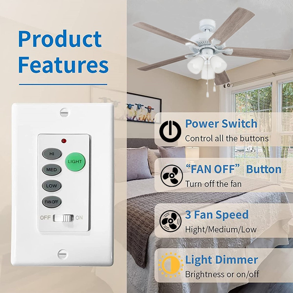 90 Model Ceiling Fan Control Nexete UC9050T Universal Ceiling Fan Wall Remote Control, Ceiling Fan ...