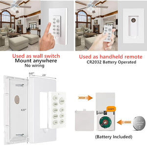Wireless Switch Remote Control Light Switch and Receiver No Battery No  Wiring