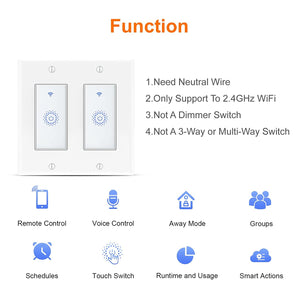 Nexete Smart Wi-Fi Wall Light Switch Compatible with Alexa Google Assistant & IFTTT,Remote Control, Timing Function No Hub Required(Single Pole Smart Switch 4-Pack)