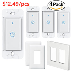 Smart Switch with App & Remote Control, Alexa Light Switch Single-Pole,  2.4GHz Wi-Fi Timer Wall Switch Compatible with Alexa Google Home, Smart  Home