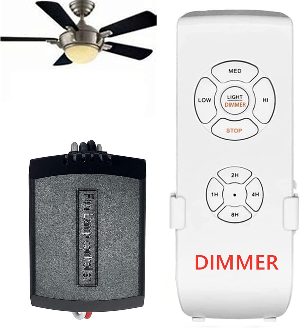 Nexete Universal Ceiling Fan & Dimmer Remote Control Kit, Ceiling Fan Timing Speed & Dimmable LED Light Dimming Wireless Remote Control and Receiver Kits for Ceiling Fan Lamp