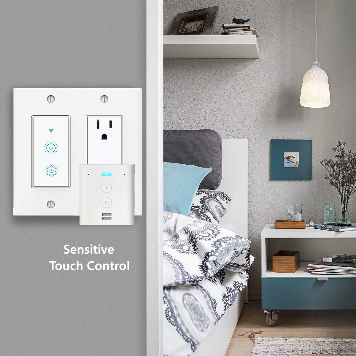 Nexete Smart Wi-Fi Double Light Switch, 2 in1 Single Pole Switch Compa ...