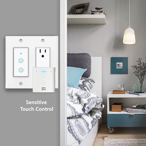 Nexete Smart Wi-Fi Double Light Switch, 2 in1 Single Pole Switch Compatible with Alexa Google Assistant & IFTTT,Remote Control, Timing Function No Hub Required (1-Pack Double Smart Switch)