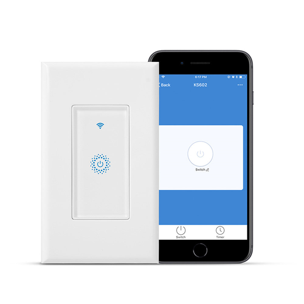 Nexete Smart Wi-fi Switch, Wireless Smartphone Remote Control Wall Light Switch, Compatible with Alexa Google Home IFTTT Android IOS from Anywhere Timing Function No Hub Required (Smart Light Switch 1-Pack)